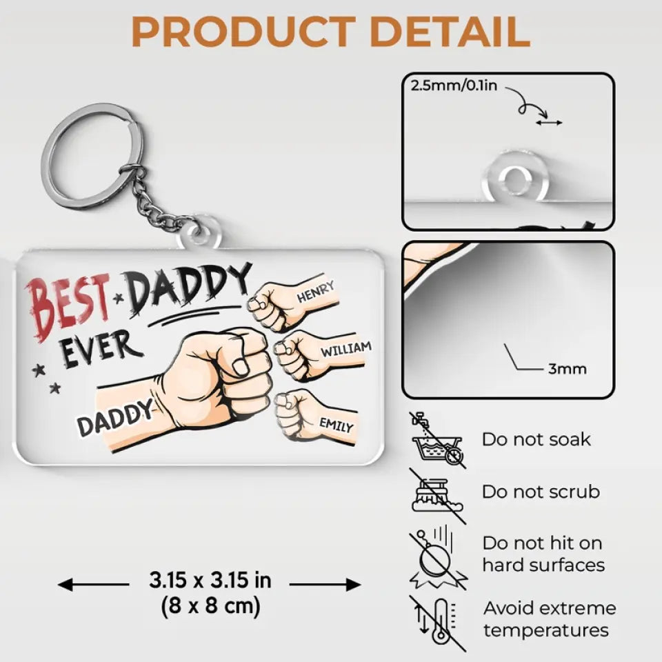 Papa est mon meilleur ami - Porte-clés personnalisé en acrylique de forme personnalisée - Cadeau pour papa, grand-père
