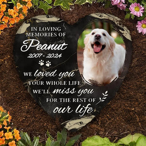 Photo personnalisée « Nous t'avons aimé toute ta vie » - Pierre commémorative personnalisée en forme de cœur - Cadeau de condoléances pour les propriétaires d'animaux et les amoureux des animaux