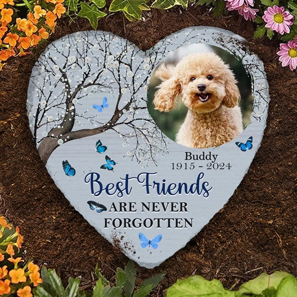 Photo personnalisée « Tu étais mon préféré », « Bonjour » - Pierre commémorative personnalisée en forme de cœur - Cadeau de condoléances pour les propriétaires d'animaux et les amoureux des animaux
