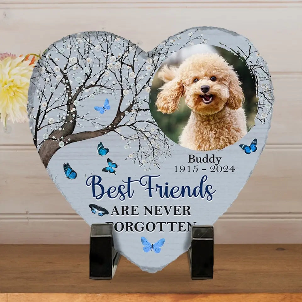 Photo personnalisée « Tu étais mon préféré », « Bonjour » - Pierre commémorative personnalisée en forme de cœur - Cadeau de condoléances pour les propriétaires d'animaux et les amoureux des animaux