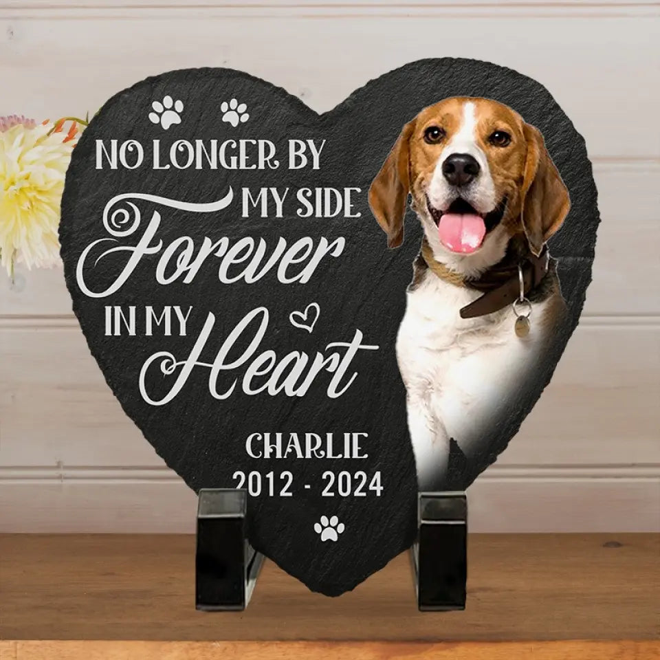 Photo personnalisée « Toujours dans mes pensées » - Pierre commémorative personnalisée en forme de cœur - Cadeau de condoléances pour les propriétaires et les amoureux des animaux