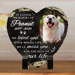 Photo personnalisée « Nous t'avons aimé toute ta vie » - Pierre commémorative personnalisée en forme de cœur - Cadeau de condoléances pour les propriétaires d'animaux et les amoureux des animaux