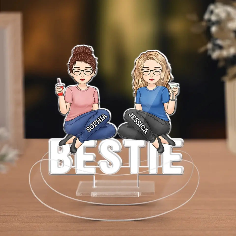 Support à secouer personnalisé en acrylique « Friends Forever » – Cadeau pour meilleures amies, meilleures amies et sœurs