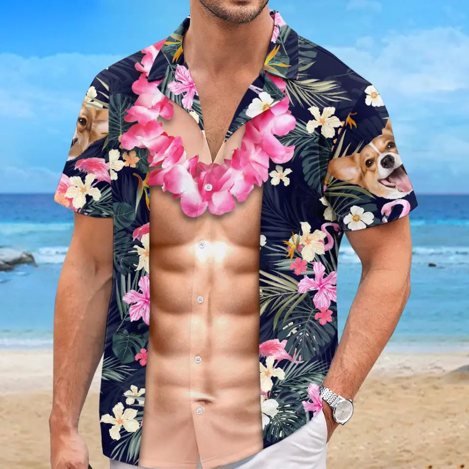 T-shirt hawaïen unisexe personnalisé avec photo « Bons moments et lignes de bronzage » - Cadeau idéal pour les vacances d'été, pour les membres de la famille