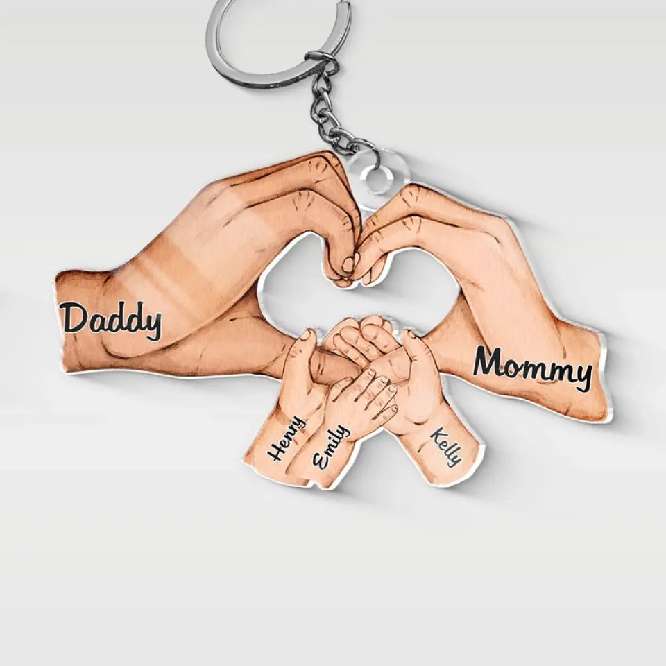 Un petit monde créé par l'amour - Porte-clés personnalisé en acrylique de forme personnalisée pour la famille - Cadeau pour les membres de la famille