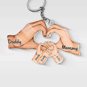 Un petit monde créé par l'amour - Porte-clés personnalisé en acrylique de forme personnalisée pour la famille - Cadeau pour les membres de la famille