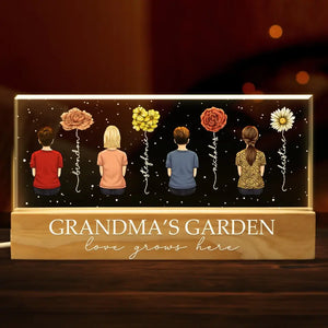 Un jardin d'amour pousse dans le cœur d'une grand-mère - Veilleuse LED 3D personnalisée en acrylique avec lettres - Cadeau pour maman et grand-mère