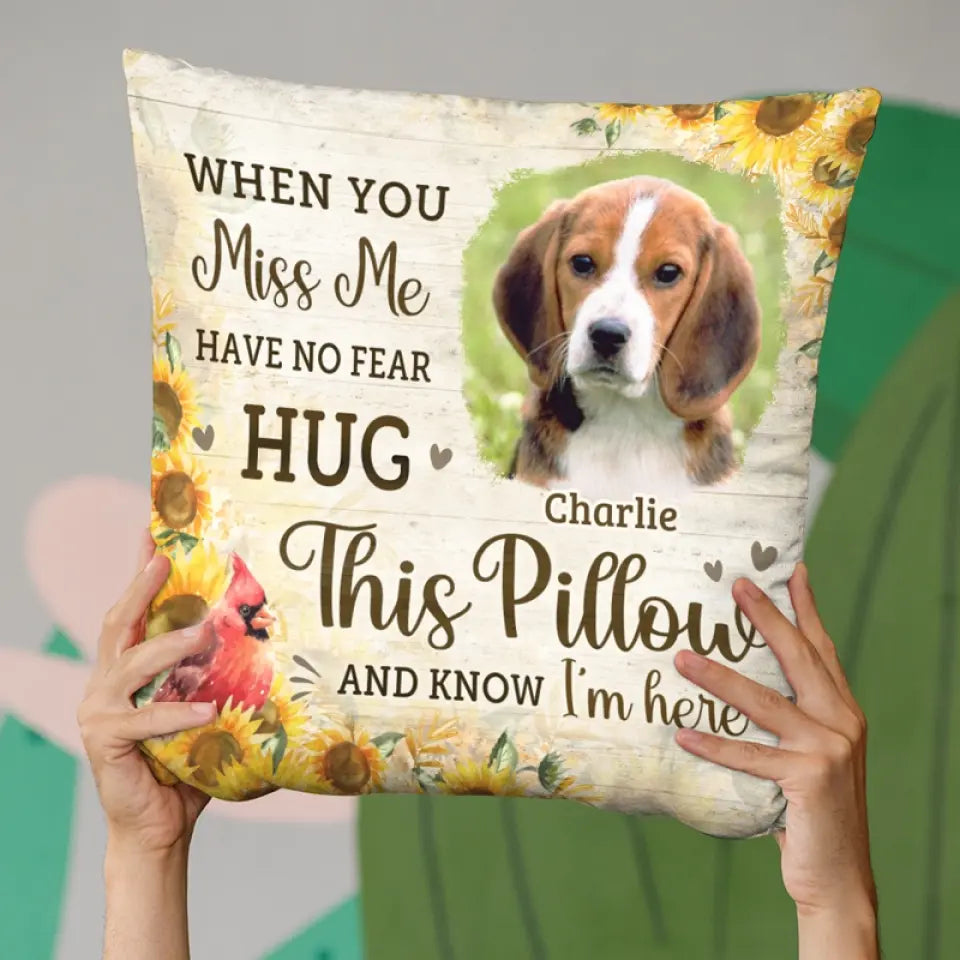 Coussin photo personnalisé : comblez le vide dans vos bras avec ce coussin personnalisé commémoratif. Cadeau de condoléances, cadeau pour les propriétaires d'animaux et les amoureux des animaux.