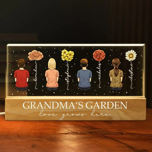 Un jardin d'amour pousse dans le cœur d'une grand-mère - Veilleuse LED 3D personnalisée en acrylique avec lettres - Cadeau pour maman et grand-mère