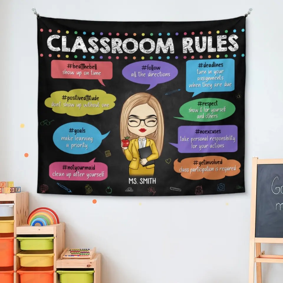 Livres, crayons et beaucoup de rêves – Tapisserie personnalisée pour enseignant – Cadeau pour enseignant