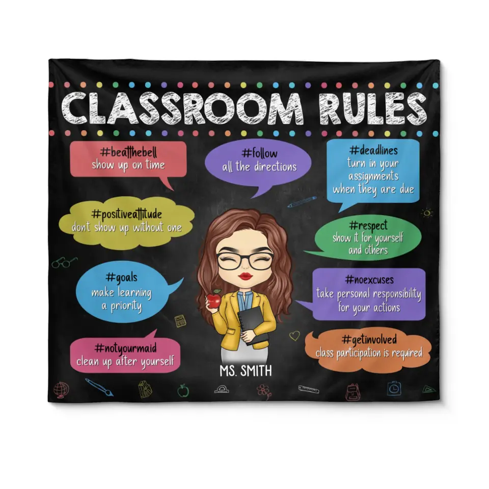 Livres, crayons et beaucoup de rêves – Tapisserie personnalisée pour enseignant – Cadeau pour enseignant