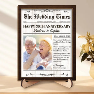 Photo personnalisée « Retomber amoureux » – Plaque en bois personnalisée à 2 couches avec support pour couple – Cadeau pour mari et femme, anniversaire
