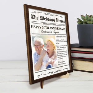 Photo personnalisée « Retomber amoureux » – Plaque en bois personnalisée à 2 couches avec support pour couple – Cadeau pour mari et femme, anniversaire