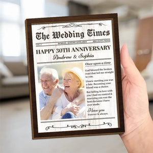Photo personnalisée « Retomber amoureux » – Plaque en bois personnalisée à 2 couches avec support pour couple – Cadeau pour mari et femme, anniversaire