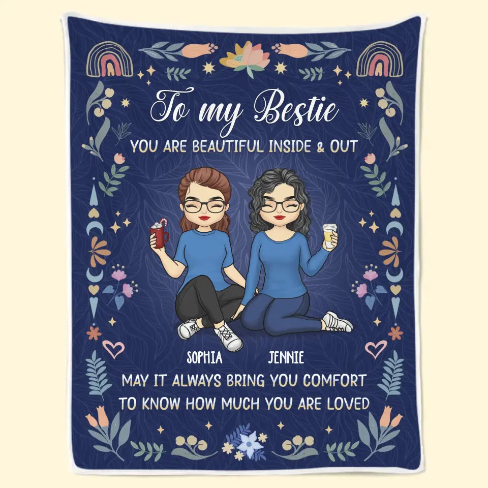 Tu es belle à l'intérieur comme à l'extérieur - Couverture personnalisée Bestie - Cadeau pour meilleures amies, BFF, sœurs
