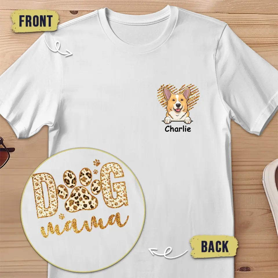 Je t'aime pour toujours, maman chien - T-shirt unisexe personnalisé imprimé recto verso - Cadeau pour propriétaires et amoureux des animaux