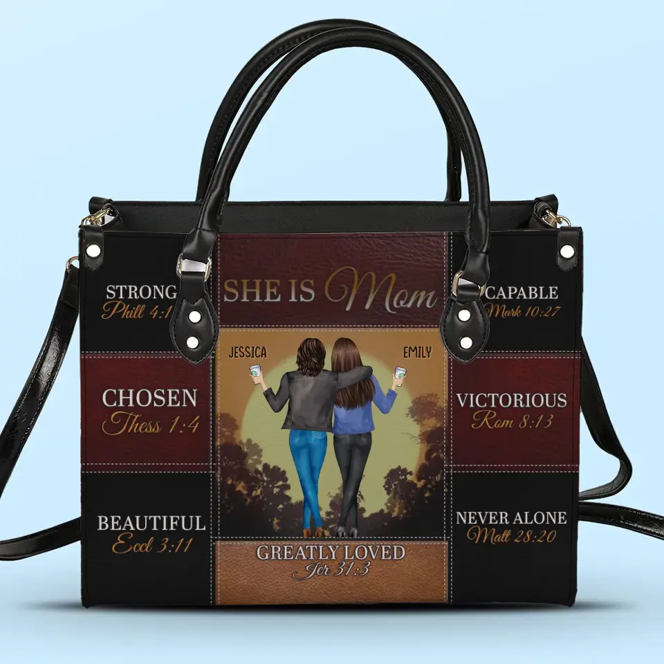 Nous sommes nés de l'amour, l'amour est notre mère - Sac à main en cuir personnalisé pour la famille - Cadeau pour maman, grand-mère