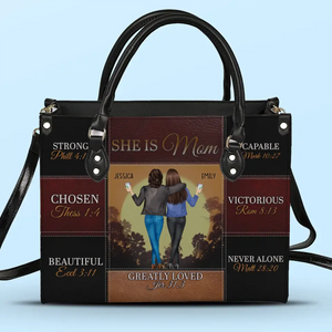 Nous sommes nés de l'amour, l'amour est notre mère - Sac à main en cuir personnalisé pour la famille - Cadeau pour maman, grand-mère