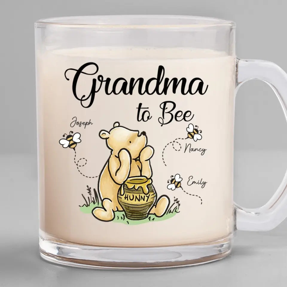 Grand-mère à l'abeille - Tasse en verre personnalisée pour la famille - Cadeau pour maman et grand-mère