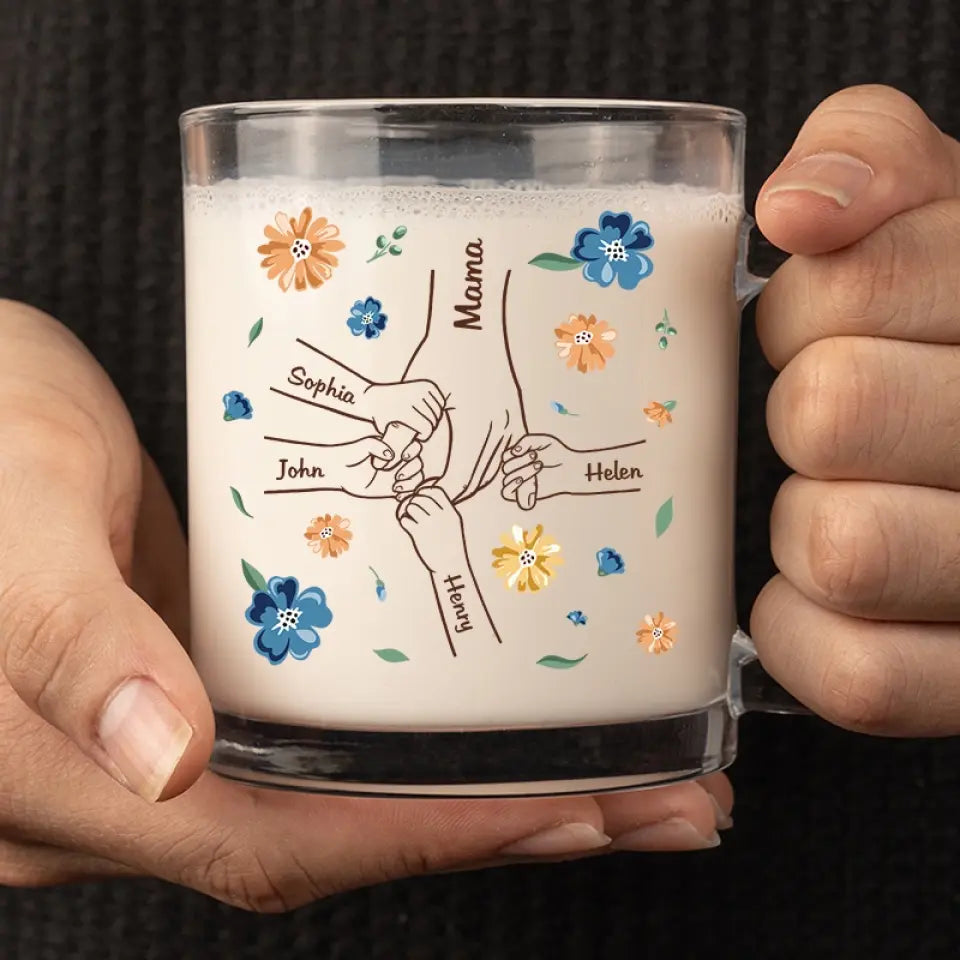 Tout amour commence et finit là-bas - Tasse en verre personnalisée pour la famille - Cadeau pour maman, grand-mère