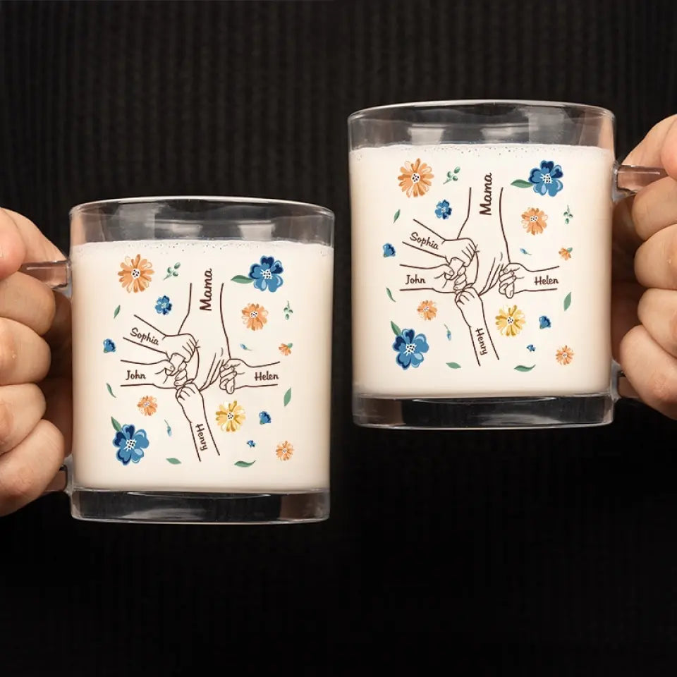 Tout amour commence et finit là-bas - Tasse en verre personnalisée pour la famille - Cadeau pour maman, grand-mère