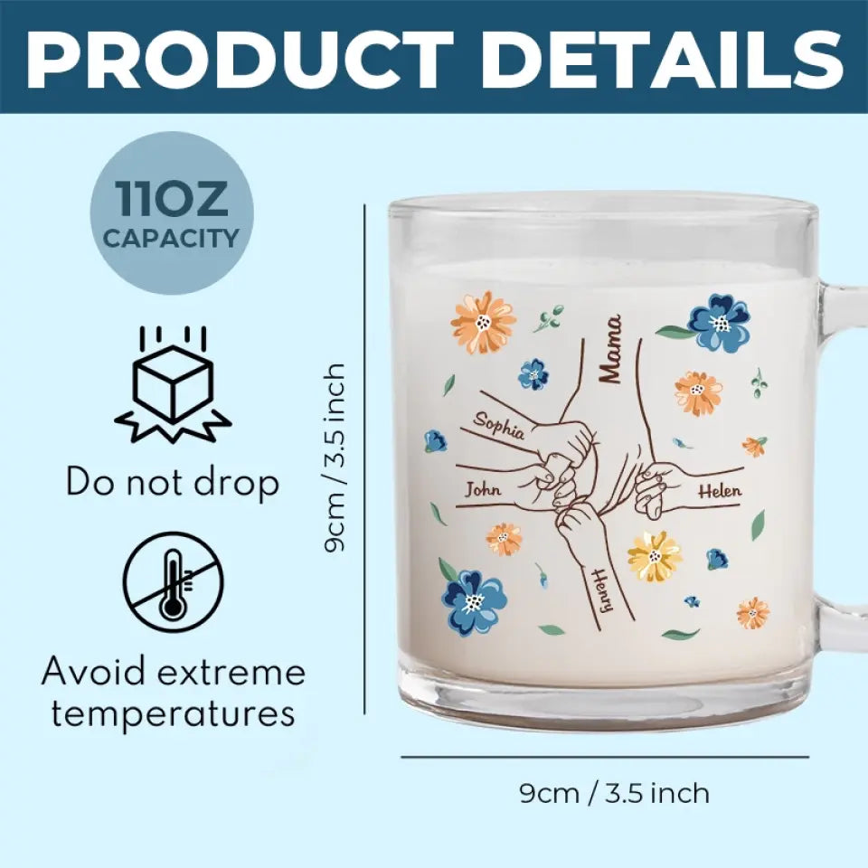 Tout amour commence et finit là-bas - Tasse en verre personnalisée pour la famille - Cadeau pour maman, grand-mère