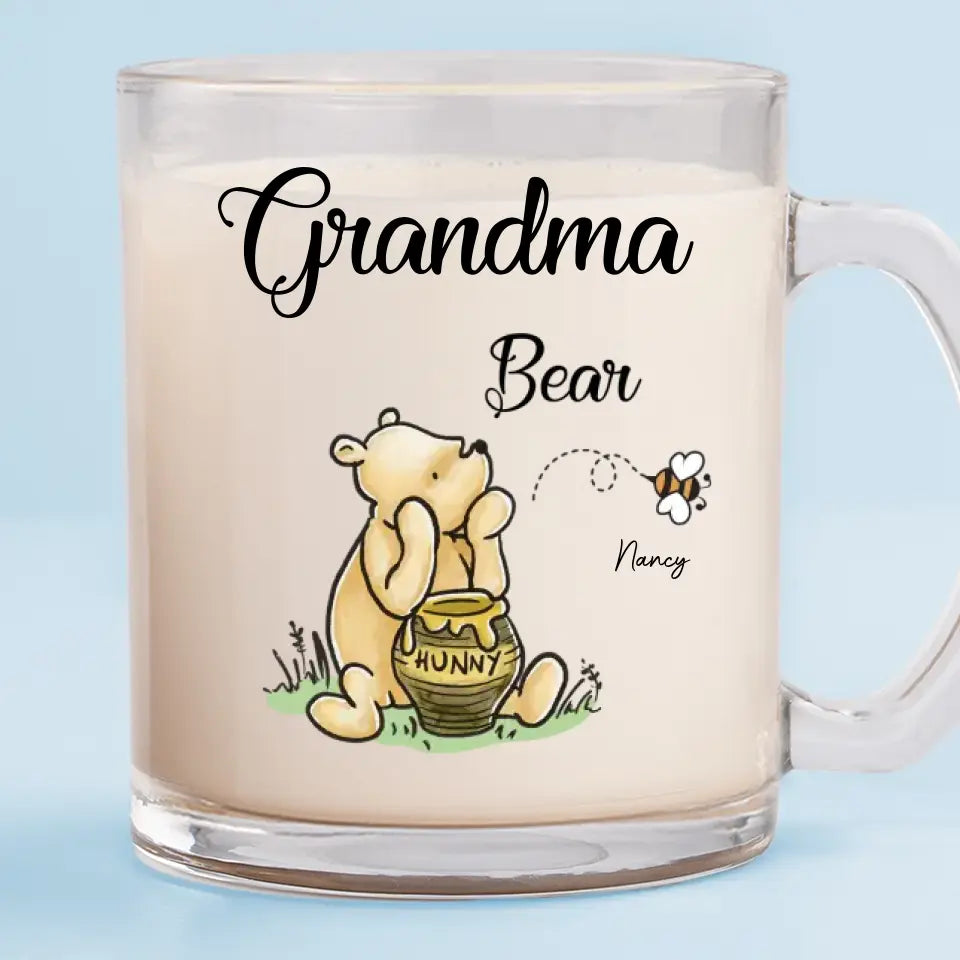 Grand-mère à l'abeille - Tasse en verre personnalisée pour la famille - Cadeau pour maman et grand-mère