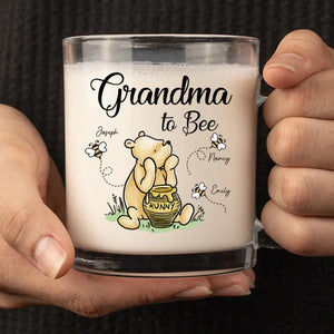 Grand-mère à l'abeille - Tasse en verre personnalisée pour la famille - Cadeau pour maman et grand-mère