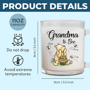 Grand-mère à l'abeille - Tasse en verre personnalisée pour la famille - Cadeau pour maman et grand-mère
