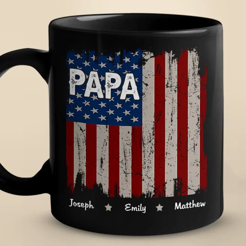 Tu incarnes le cœur de l'Amérique - Tasse noire personnalisée pour la famille - Cadeau pour papa, grand-père