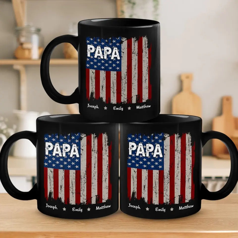 Tu incarnes le cœur de l'Amérique - Tasse noire personnalisée pour la famille - Cadeau pour papa, grand-père