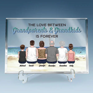 L'amour entre grands-parents et petits-enfants ne connaît pas de distance - Plaque rectangulaire en acrylique personnalisée pour la famille - Cadeau pour les membres de la famille