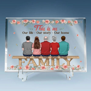 Là où la vie commence et où l'amour ne finit jamais - Plaque rectangulaire en acrylique personnalisée pour la famille - Cadeau pour les membres de la famille