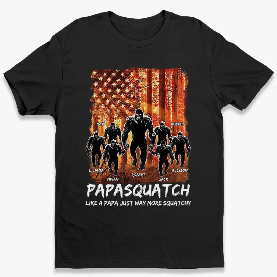Papa Bigfoot comme un papa normal mais plus accroupi - T-shirt unisexe personnalisé pour la famille, sweat à capuche, sweat-shirt - Cadeau pour papa, grand-père