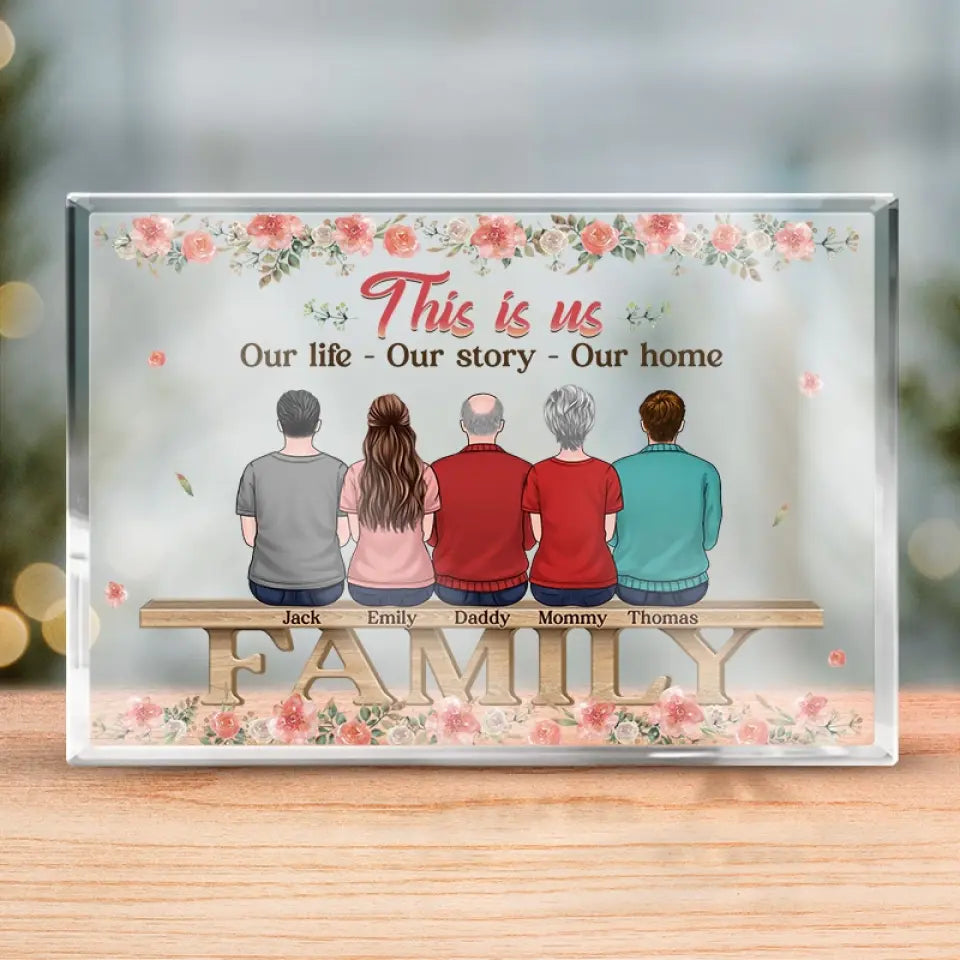 Là où la vie commence et où l'amour ne finit jamais - Plaque rectangulaire en acrylique personnalisée pour la famille - Cadeau pour les membres de la famille