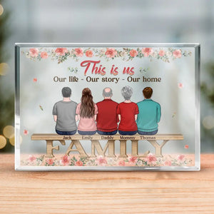 Là où la vie commence et où l'amour ne finit jamais - Plaque rectangulaire en acrylique personnalisée pour la famille - Cadeau pour les membres de la famille