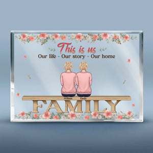 Là où la vie commence et où l'amour ne finit jamais - Plaque rectangulaire en acrylique personnalisée pour la famille - Cadeau pour les membres de la famille