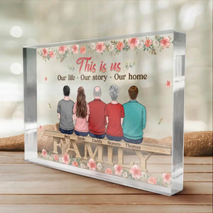 Là où la vie commence et où l'amour ne finit jamais - Plaque rectangulaire en acrylique personnalisée pour la famille - Cadeau pour les membres de la famille
