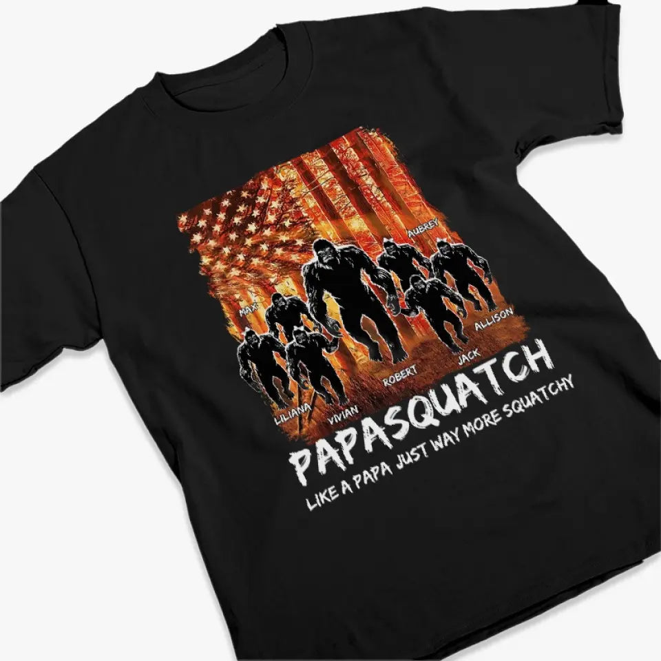 Papa Bigfoot comme un papa normal mais plus accroupi - T-shirt unisexe personnalisé pour la famille, sweat à capuche, sweat-shirt - Cadeau pour papa, grand-père