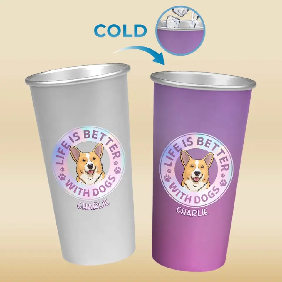 Juste une fille qui aime les chiens - Tasse personnalisée en aluminium changeant de couleur - Cadeau pour les propriétaires d'animaux et les amoureux des animaux