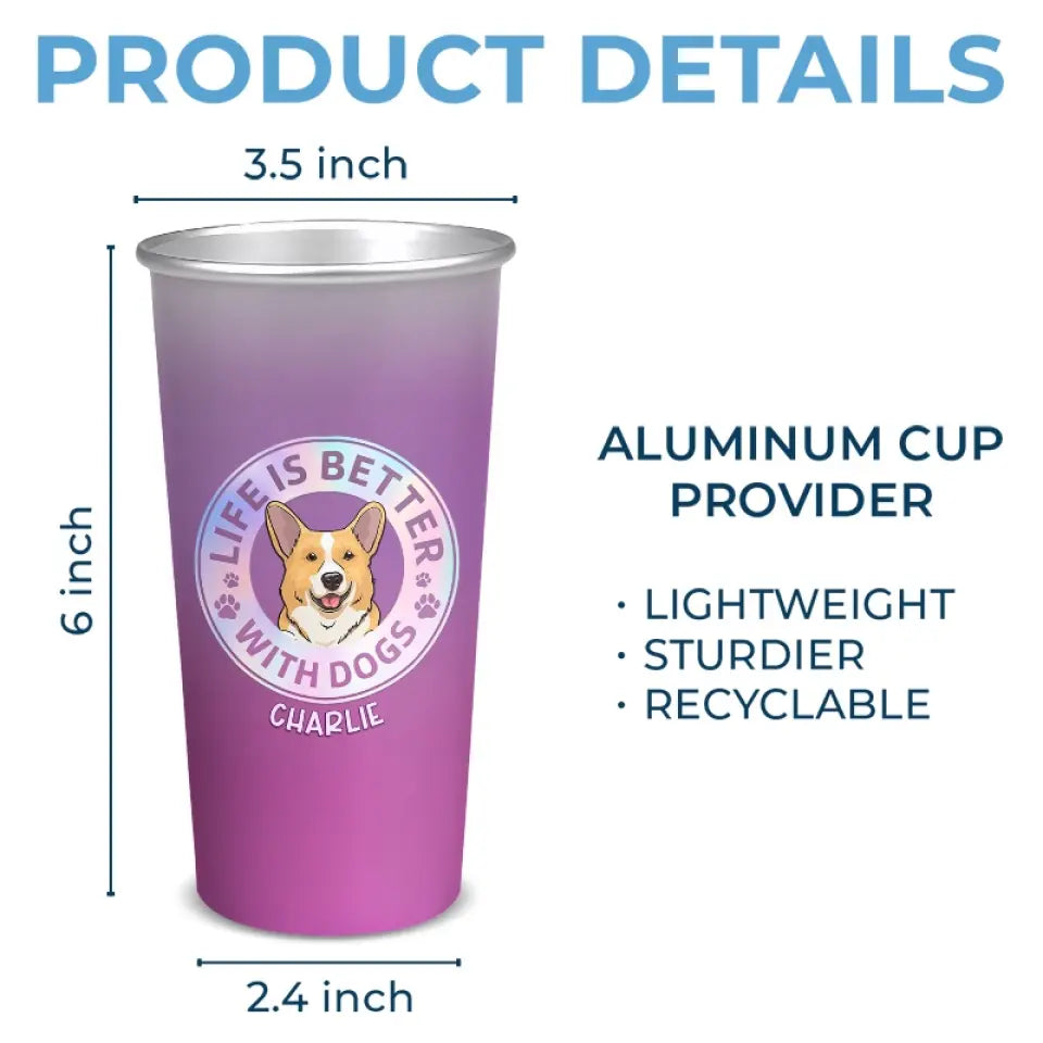 Juste une fille qui aime les chiens - Tasse personnalisée en aluminium changeant de couleur - Cadeau pour les propriétaires d'animaux et les amoureux des animaux