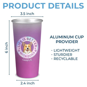 Juste une fille qui aime les chiens - Tasse personnalisée en aluminium changeant de couleur - Cadeau pour les propriétaires d'animaux et les amoureux des animaux
