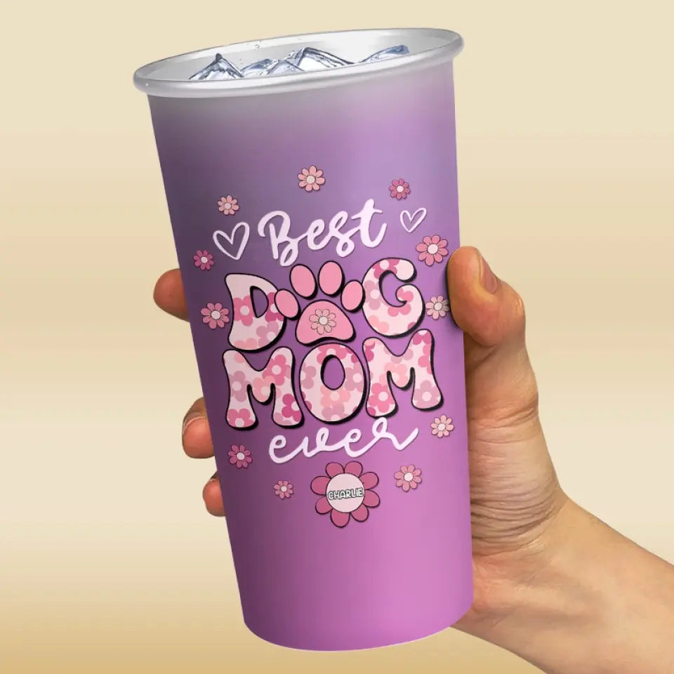 Meilleure maman de chien au monde - Tasse personnalisée en aluminium à changement de couleur - Cadeau pour propriétaires et amoureux des animaux