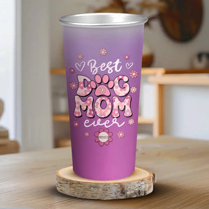 Meilleure maman de chien au monde - Tasse personnalisée en aluminium à changement de couleur - Cadeau pour propriétaires et amoureux des animaux