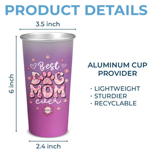 Meilleure maman de chien au monde - Tasse personnalisée en aluminium à changement de couleur - Cadeau pour propriétaires et amoureux des animaux