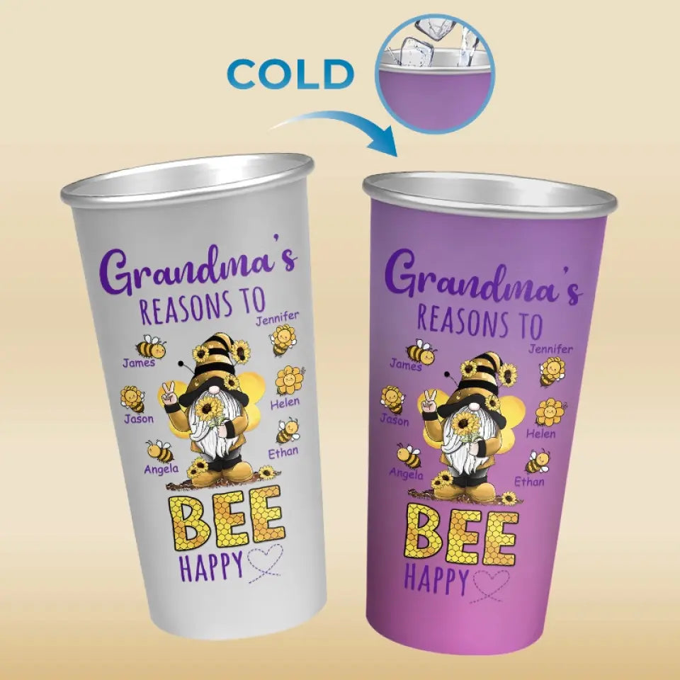 Les raisons pour lesquelles grand-mère est heureuse - Tasse personnalisée en aluminium à changement de couleur pour la famille - Cadeau pour grand-mère