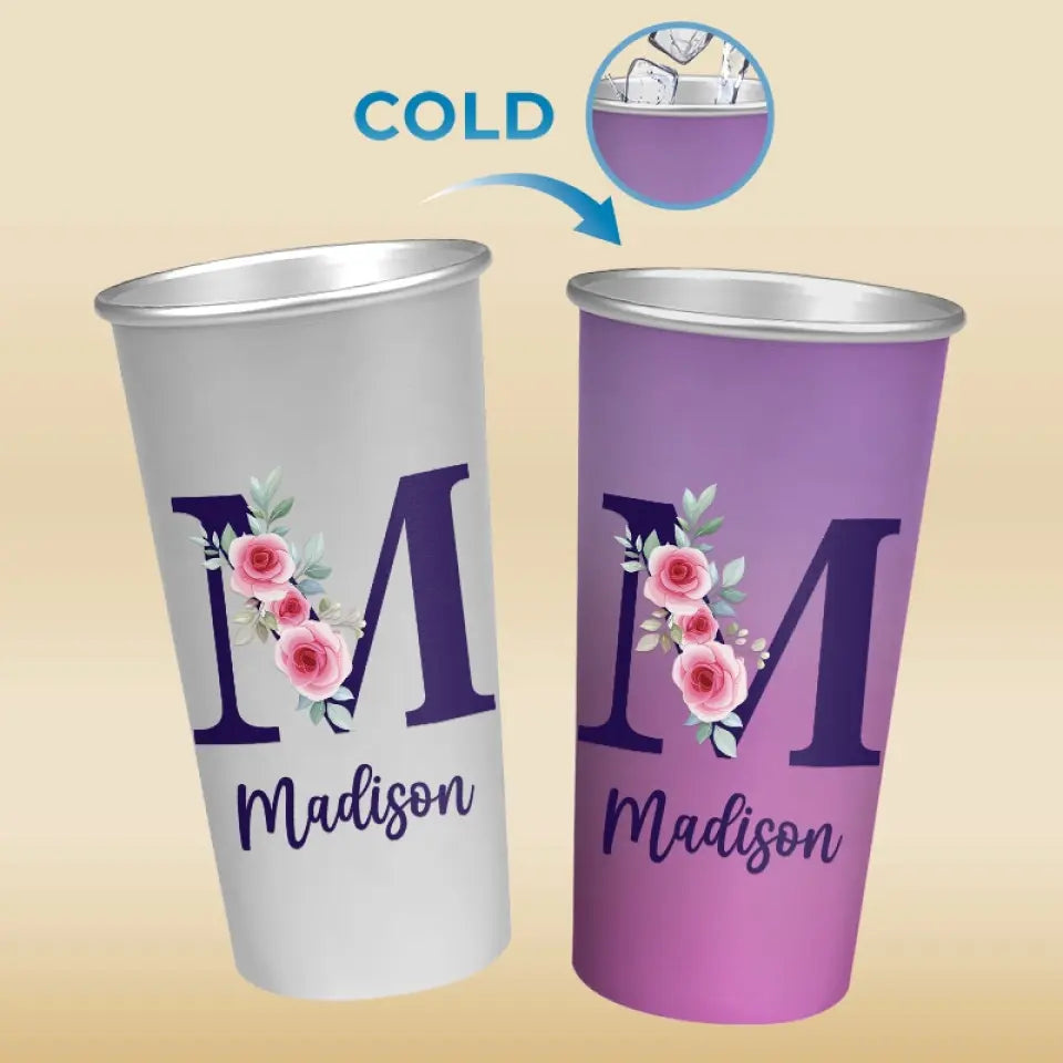 Sauvage et libre, comme une fleur - Tasse personnalisée en aluminium changeant de couleur - Cadeau pour vous-même, vos meilleures amies, vos meilleures amies, vos sœurs