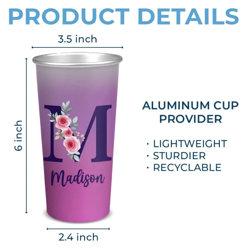 Sauvage et libre, comme une fleur - Tasse personnalisée en aluminium changeant de couleur - Cadeau pour vous-même, vos meilleures amies, vos meilleures amies, vos sœurs