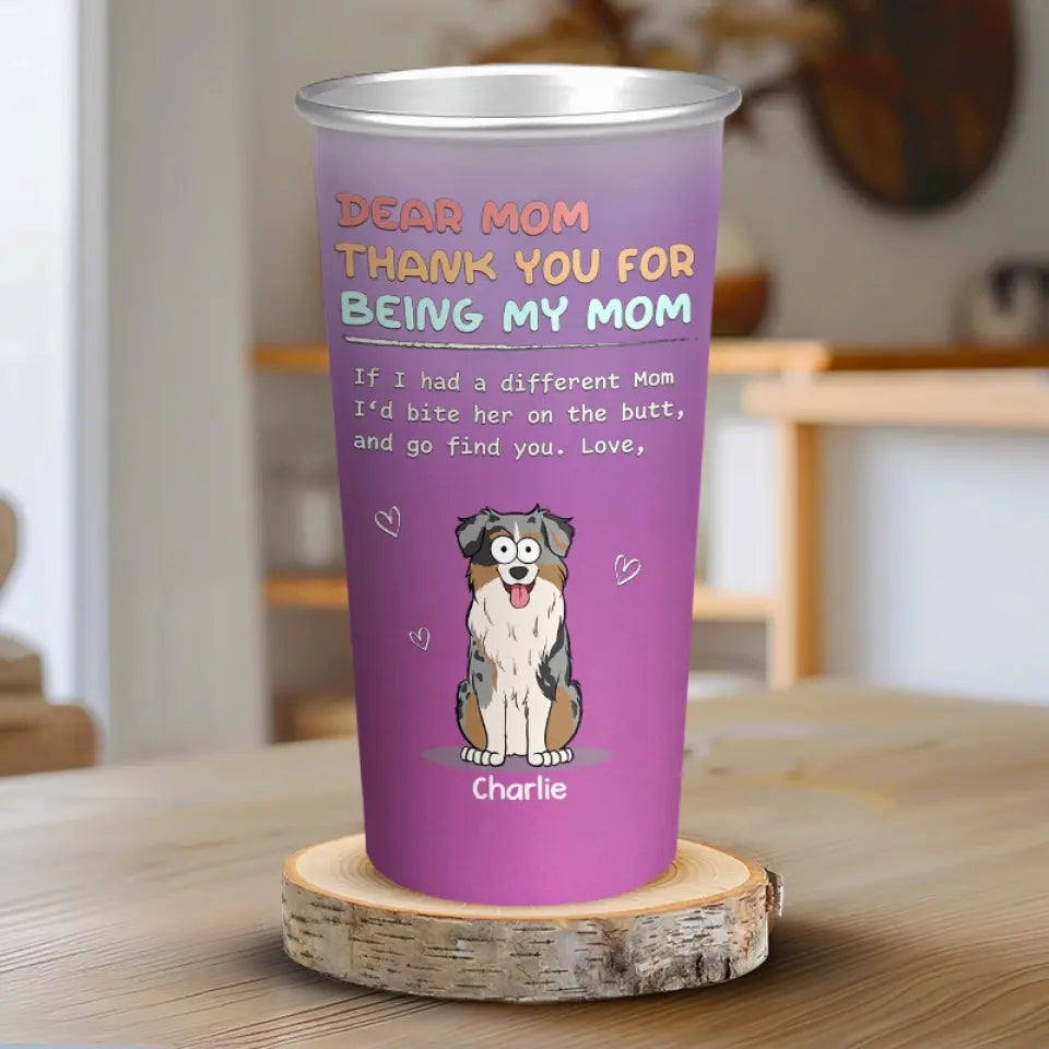 Merci d'être notre maman - Tasse personnalisée en aluminium changeant de couleur pour chien - Cadeau pour les propriétaires d'animaux et les amoureux des animaux