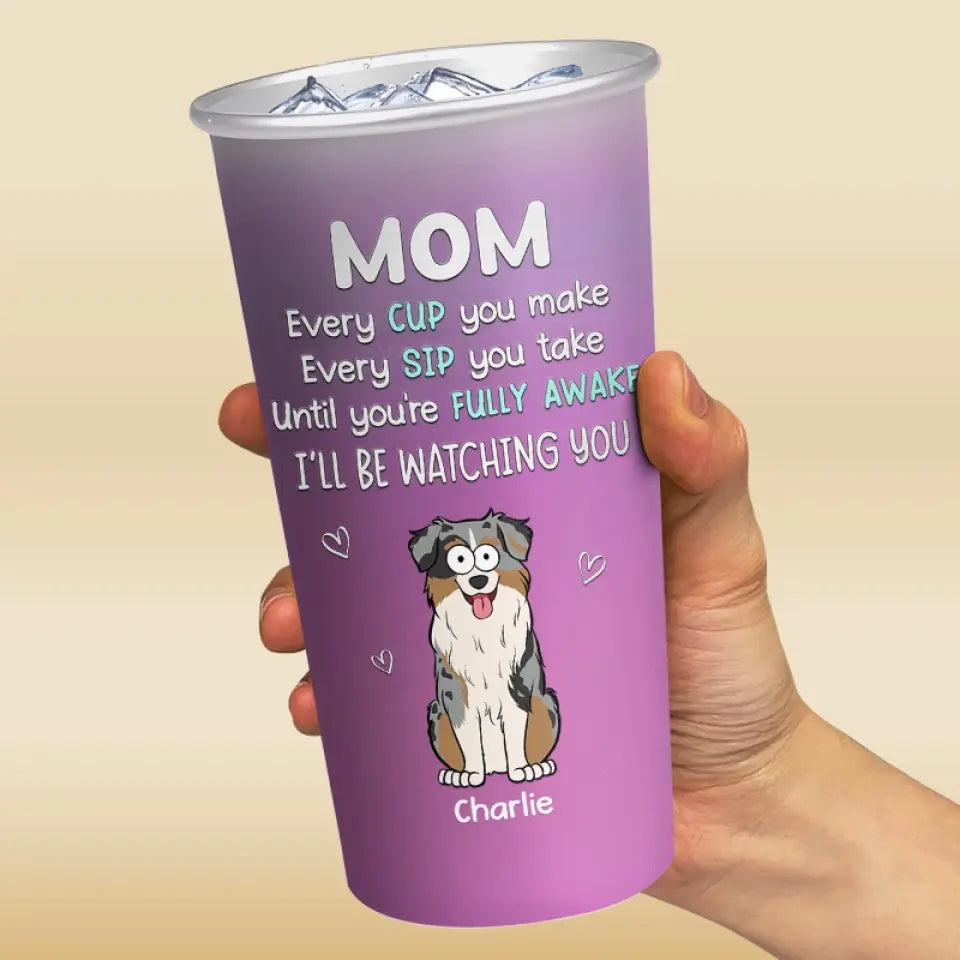 Je te surveillerai - Tasse personnalisée en aluminium changeant de couleur pour chien - Cadeau pour les propriétaires d'animaux et les amoureux des animaux